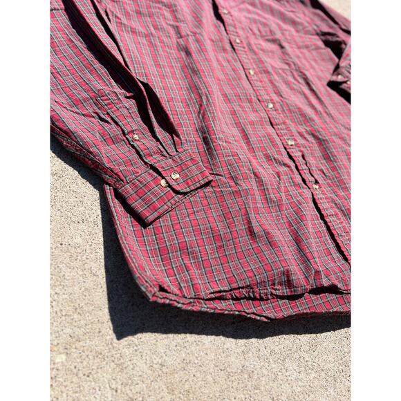 Vtg Arrow Plaid Top Men Sz XLT Plaid Cotton Collar Long Sleeve Button Down Shirt - Picture 2 of 4